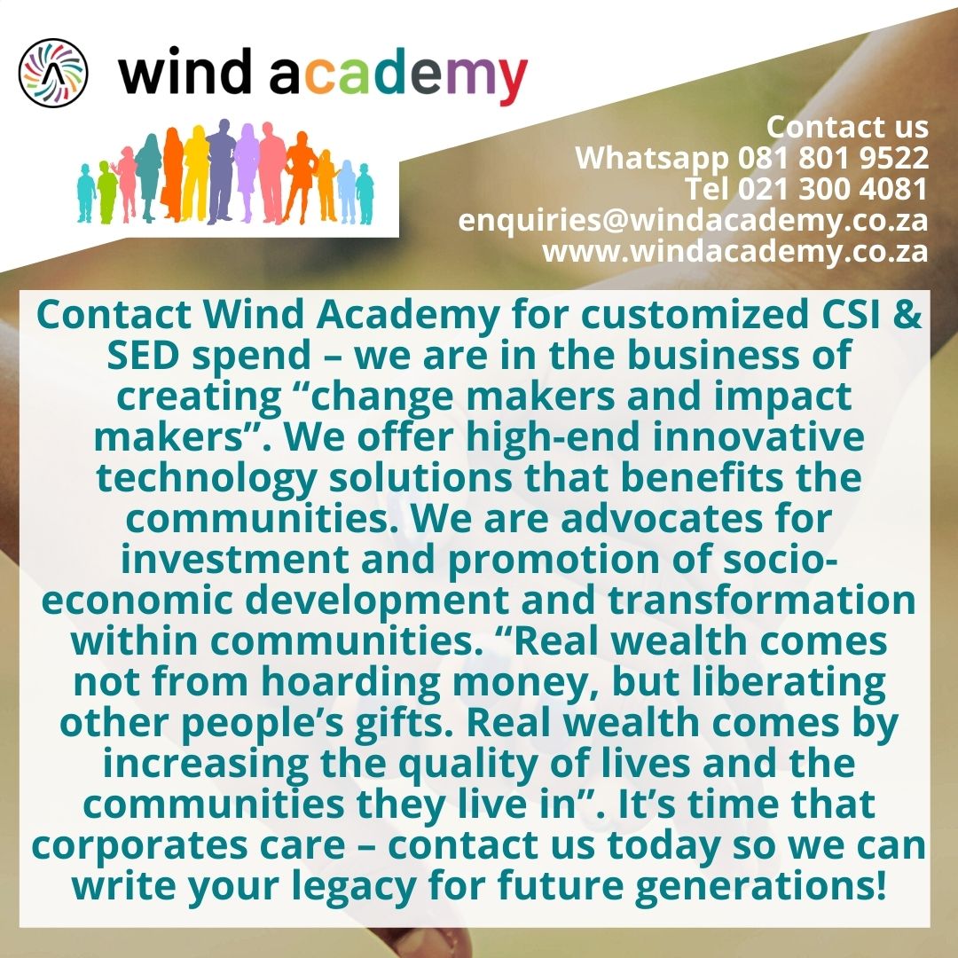 #didyouknow #uplifting #community #trust #wecare #investment #corporate #responsibility #youth #empowerment #TakeAction #windacademysa #sustainability #training #skills #BetterFuture