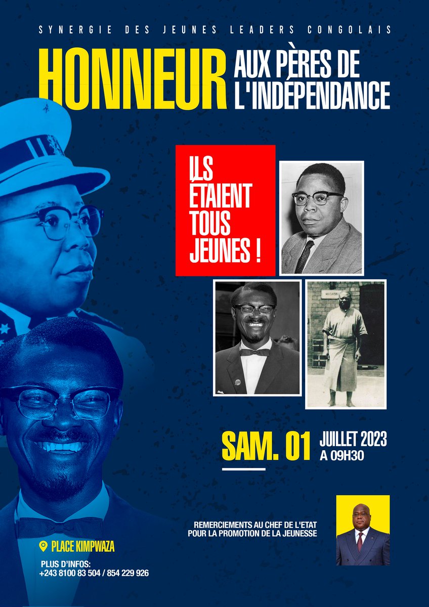 SLuahula's tweet photo. #RDC Une cérémonie commémorative organisée par la jeunesse congolaise en l'honneur aux Pères de l' #indépendance, qui ont gagnés l'indépendance au prix de leur #jeunesse. Aujourd'hui c'est également la jeunesse qui va les honorer. https://t.co/C7QjaiMyKQ