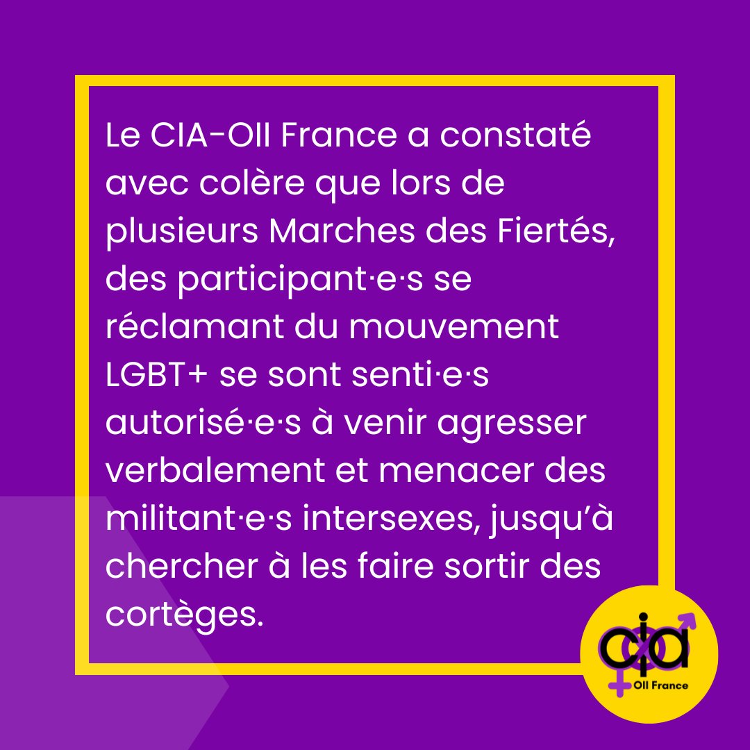 [COMMUNIQUÉ] Des militant·e·s #intersexes agressé·e·s dans les #Prides par des participant·e·s