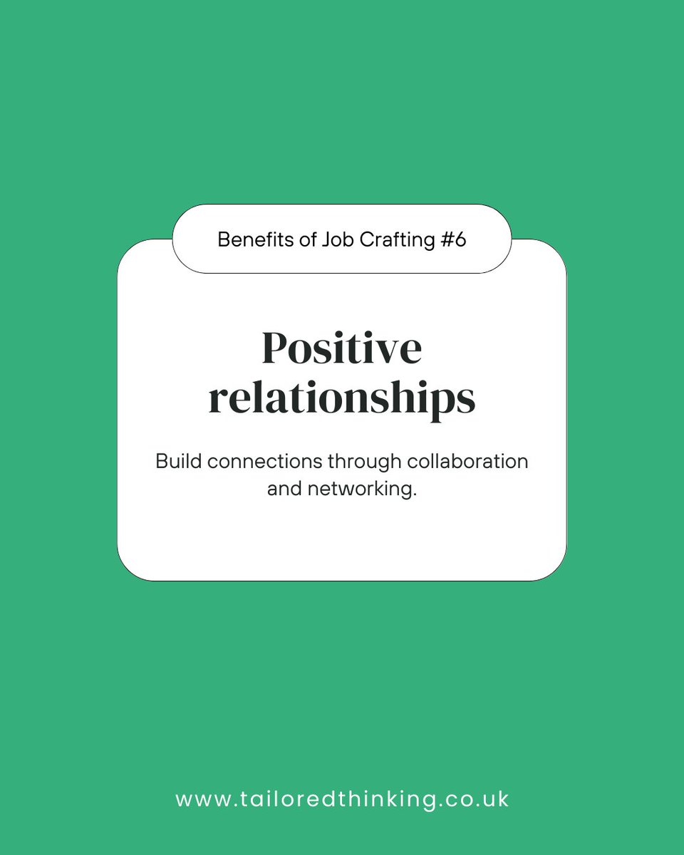 Looking to create a sense of belonging and camaraderie among your employees? 🌈

Job crafting initiatives encourage collaboration, mentorship, and networking opportunities.

Foster a supportive work environment today.

#PositivelyDeviant #InclusiveWorkplace #JobCrafting