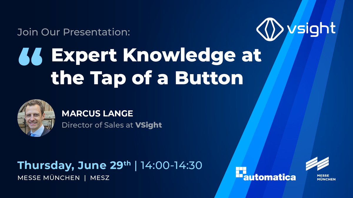 vsightio's tweet image. 🎉@automaticafair continues to buzz with excitement! If you missed our presentation by Marcus Lange, Sales Director last Tuesday, you still have an opportunity to attend today. Don&apos;t miss out! ⏰👥 #automatica #VSight #augmentedreality #industrialcollaboration #digitalworkflows