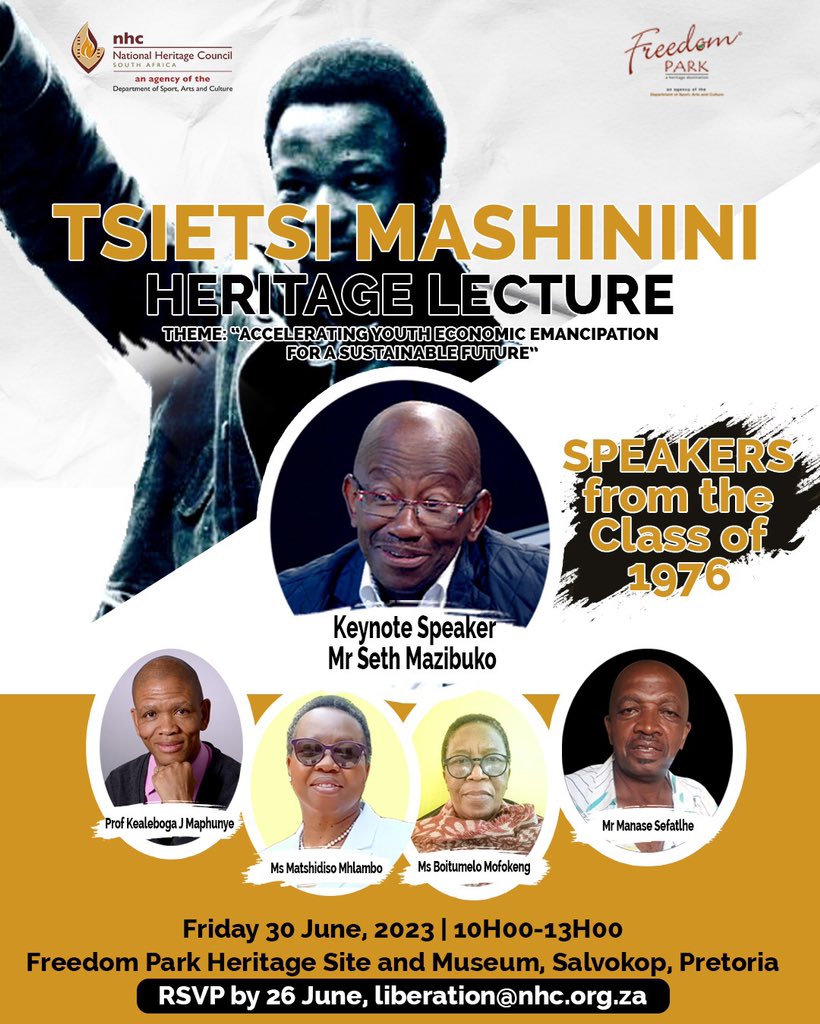june16YDF's tweet photo. Keynote speaker is the June 16 YDF very own leader/director and then 1976 SASM deputy chairperson Seth Mazibuko. https://t.co/QEUu4Bza4M