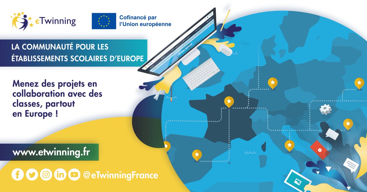 💻 Webinaire #eTwinning à ne pas manquer !
📅 28 juin à 14h
Comment coopérer à distance avec d'autres classes❓ Quels projets &amp; activités mener avec des élèves de #lycéepro❓
Inscrivez-vous ici : etwinning.fr/evenements-aca… <a href="/canope_92/">Atelier Canopé 92-Vanves</a> <a href="/canope_78/">Canopé 78</a> <a href="/canope_95/">Atelier Canopé 95</a> @canope_71 <a href="/reseau_canope/">Réseau Canopé</a>