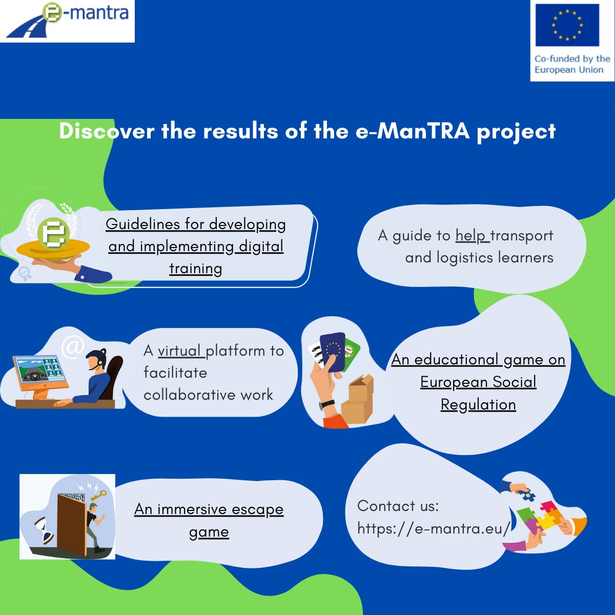 Exciting news!
All the results and tools from the e-ManTRA project can be accessed directly online:
Try them out now so you can start using them with your students next term!
👇
e-mantra.eu

 #digitalisation #erasmusplus #training #transport #transportmanager