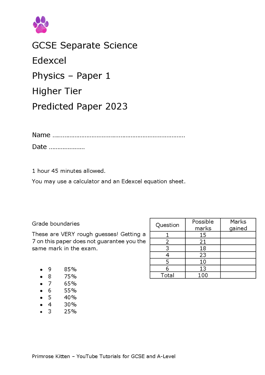 EllamSherry's tweet image. EDEXCEL GCSE SEPARATE SCIENCE PHYSICS PAPER 1 2023 QUESTION PAPER WITH MARK SCHEME (Higher Tier)
#edexcel #gcse #sciencephysics #markscheme #fliwy 
fliwy.com/item/369253/ed…