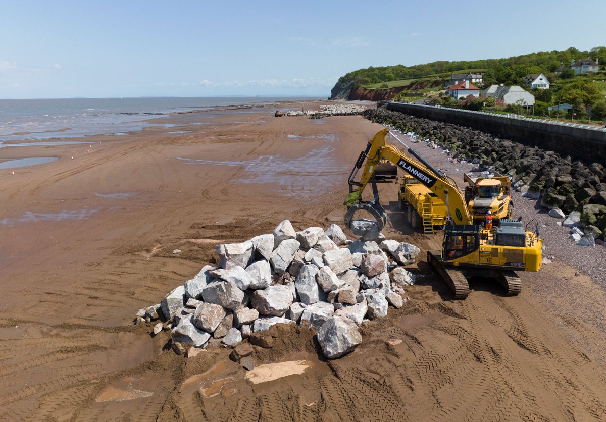 DanielMumby's tweet photo. Big thanks to @AggregateUK for providing this exciting drone footage of the coastal defence scheme currently ongoing at #BlueAnchor: https://t.co/Kj3CSyQHuV #LDReporter #Somerset #B3191 https://t.co/VqU2ndrJ54