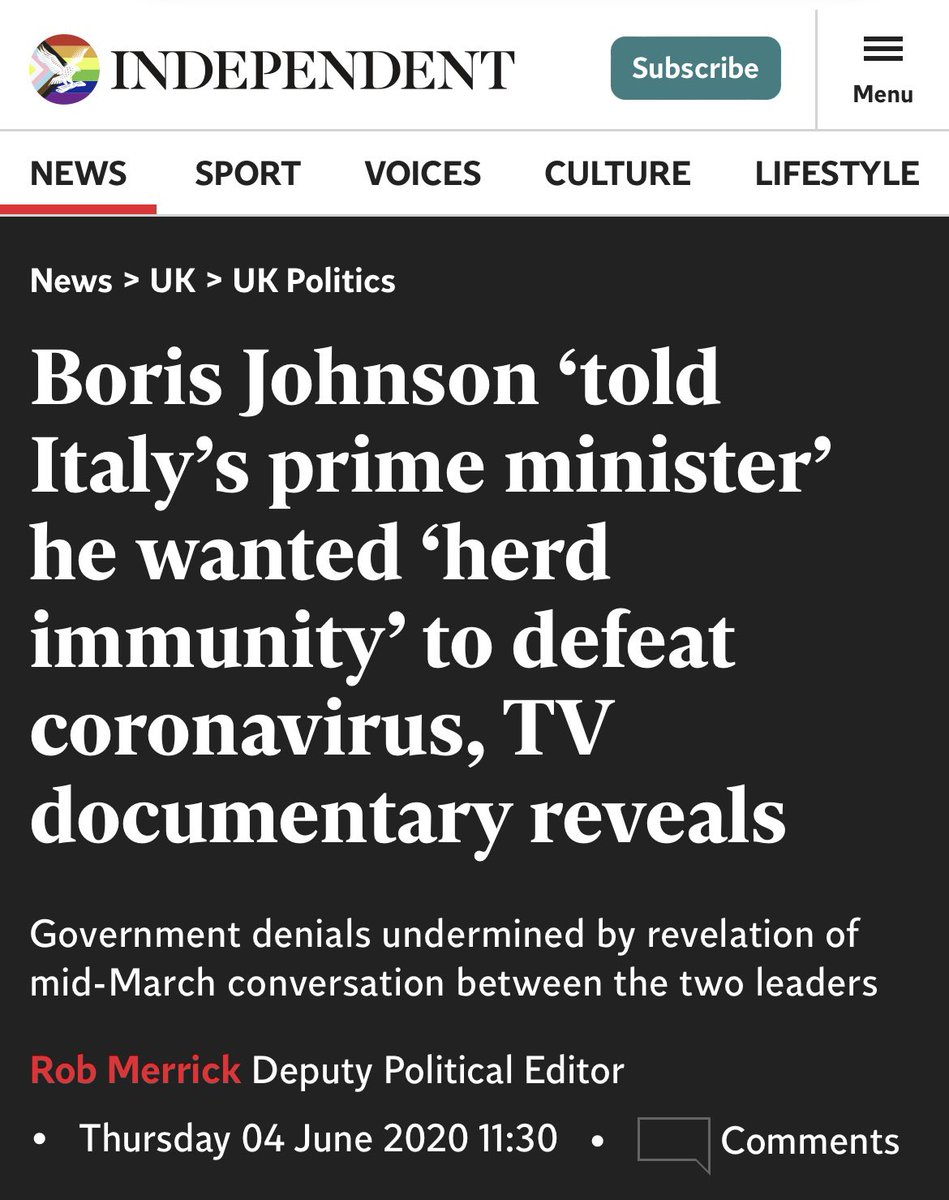 @DistopianGirl @guardianscience @mrjamesob We certainly did….and #UKGov wasted it 😡

Even worse than that…Johnson told Italy’s PM that #UK would use #HerdImmunity as the #COVID19 strategy 

Shameful 

#ToryCovidCoverup 
#CovidInquiry 
#CovidInquiryUK 

independent.co.uk/news/uk/politi…