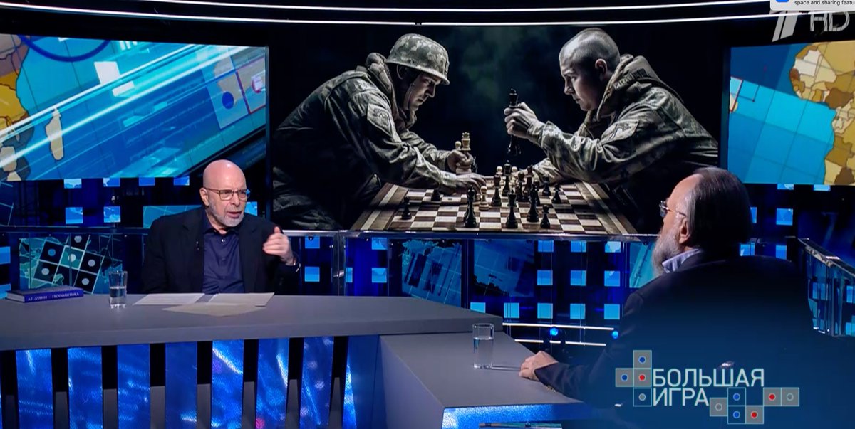 AGDugin's tweet photo. My article Chess of War (https://t.co/BLq2Yt6Kwb) was discussed yesterday on First Channel of Russian TV (main program Big Game)
There are many translations of it in different foreign languages 
 🇯🇵 戦争のチェス
https://t.co/imGiko2azA

🇨🇳 征戰棋局
https://t.co/7b2TFu3PgH

🇸🇦 الحرب - لعبة شطرنج
https://t.co/9KauwrFG6N

🇬🇷 ΠΟΛΕΜΙΚΟ ΣΚΑΚΙ
https://t.co/2DzDT5OjSp

🇪🇸 El actual ajedrez bélico
https://t.co/KRhLW1rLYU
🇫🇷 Les échecs et la guerre
https://t.co/LgHCDAPacr
🇮🇹 Scacchi di guerra
https://t.co/n6g2ezvM71
🇩🇪 Schachbrett des Krieges
https://t.co/aM7e0OrB5C
🇳🇱 Oorlogsschaak
https://t.co/vFpemahZVr
🇹🇷 Savaş Satrancı
https://t.co/OUbNDW2NOz
🇧🇬 Шхмат на войната - основната игра
https://t.co/dpEtXm4dT6