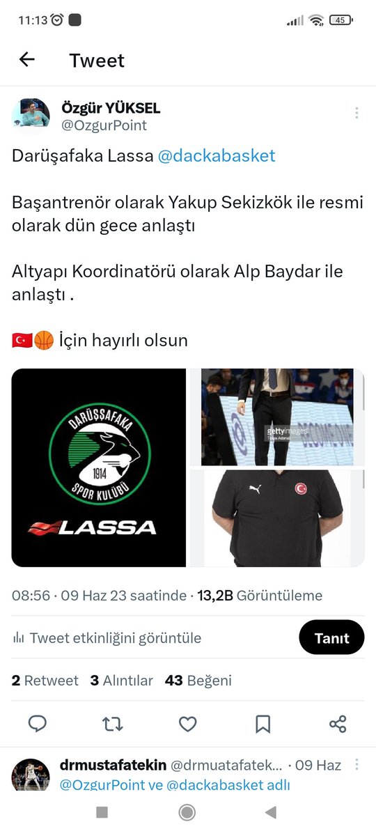 Hem Büyük Darüşafaka Lassa ailesine hem de Değerli hocamız 🇹🇷 Yakup hoca'ya hayırlı olsun .

Çok değişik bir meydan okuma olucak .
Daçka bu sezon ile daha inovatif daha özsermayesine uygun 🇹🇷 oyuncu ve nitelikli yabancılar ile oynuyacak .

Planları zamanı geldikçe açıklayacağım