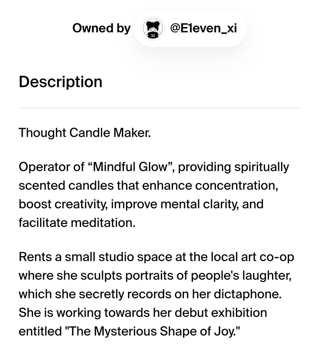 cog_worlds's tweet photo. Thank you so much @E1even_xi you talented creature, appreciate you ❤️ 

 KRYSTELLA is amazing. She sculpts portraits of people's laughter &amp; her upcoming exhibition is called "The Mysterious Shape of Joy". 

How cool? I'd go watch that for sure!
@ouvra -brilliant bio's as always! https://t.co/L2u94hQ0gF