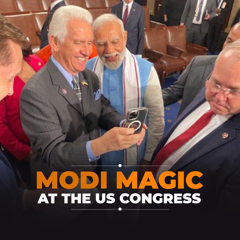 BJP4India's tweet photo. It's the MODI MAGIC in AMERICA!