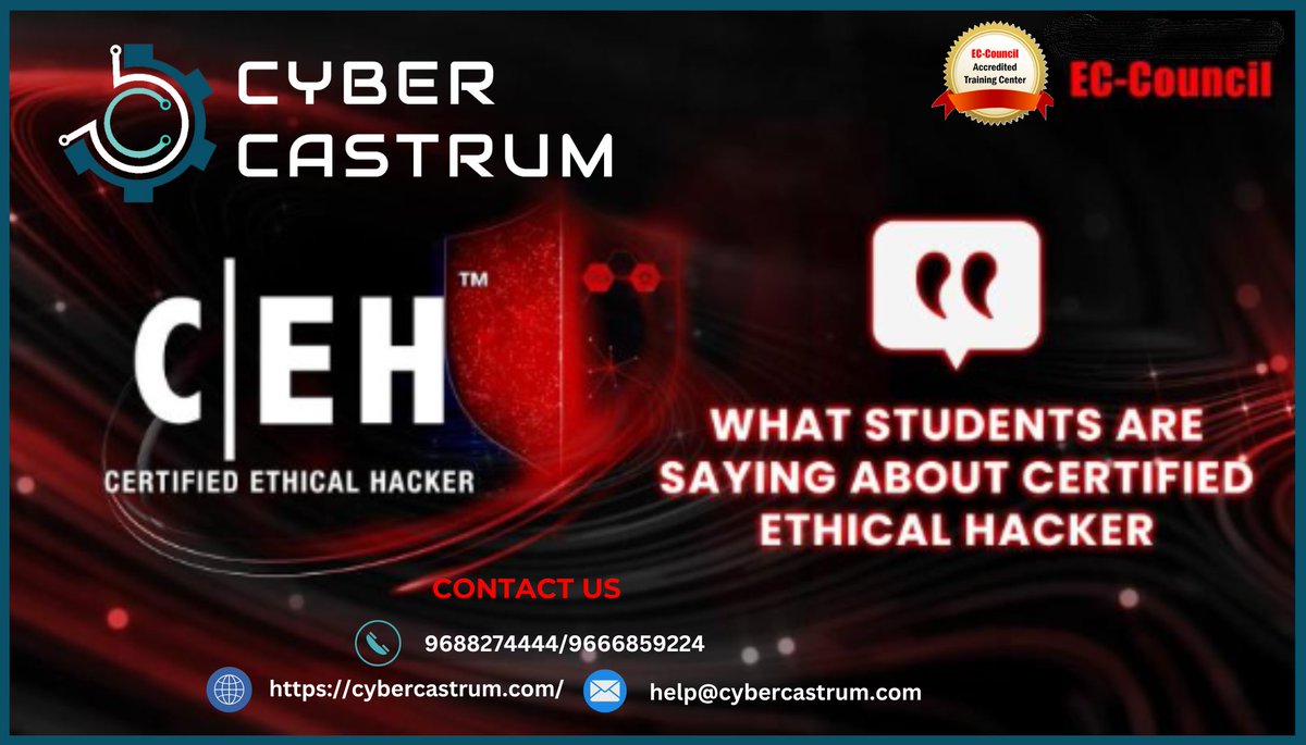 The Certified Ethical Hacker (CEH) provides an in-depth understanding of ethical hacking phases, various attack vectors, and preventative countermeasures.
#ethicalhacking #security #infosec #ceh #cehv12 #cybercastrumllp
lnkd.in/gH6JAf6J