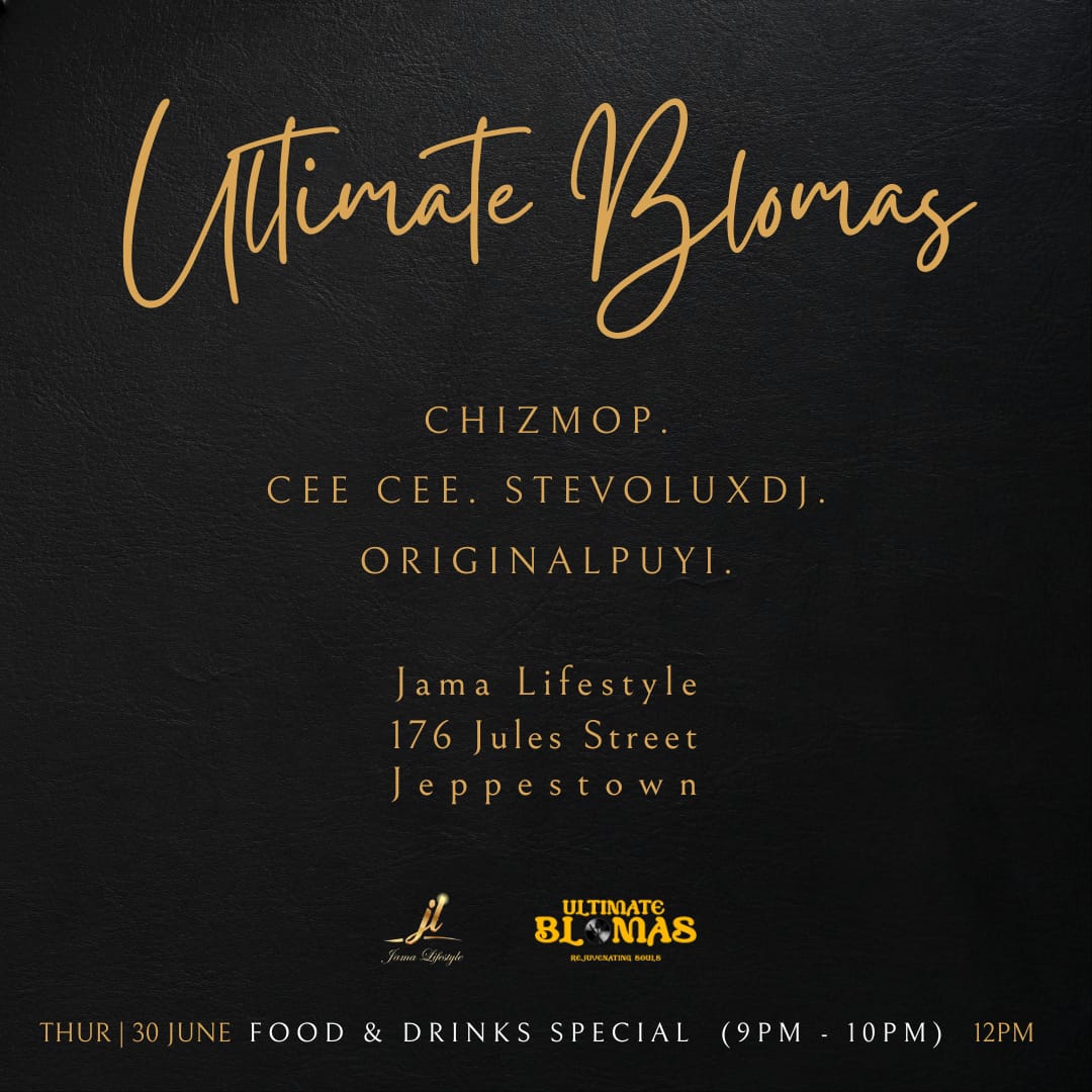 Qiniso_Chizmop's tweet photo. I am lighting up #JamaLifeStyle on the 30 of June 2023, Come through. 
Come through and experience a variety of African dishes. 
#TheUltimateBlomas https://t.co/ljYHPzDn3n