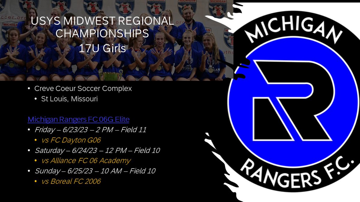 @MIRangersFC 06G Elite is ready for Regionals!!! I am 3 weeks away from returning to play... LET'S GO!!! #letsgo #collegeathlete
@NationalLeague
@ImCollegeSoccer
@MIRangersFC
@TopDrawerSoccer
@MISoccerCentral
@TheSoccerWire