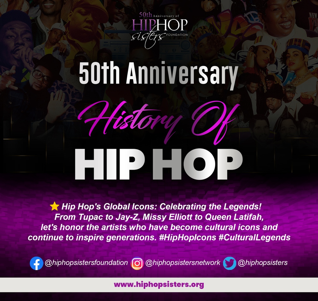 HIPHOPSISTERS's tweet image. 🌟 Hip Hop's Global Icons: Celebrating the Legends! From Tupac to Jay-Z, Missy Elliott to Queen Latifah, let's honor the artists who have become cultural icons and continue to inspire generations. 

#HipHopIcons #CulturalLegends #HipHopSistersFoundation #MCLyte #50yearsofHipHop