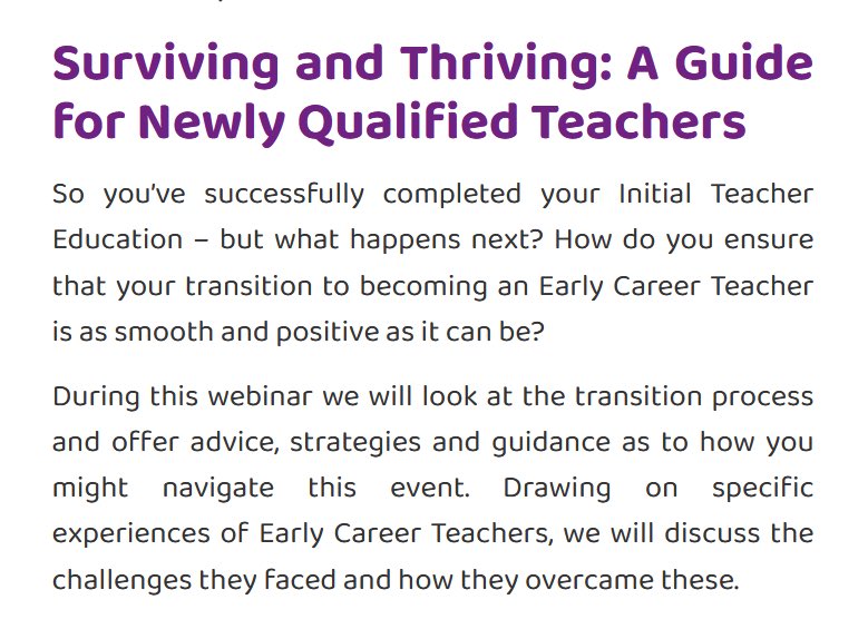 👨‍🎓 If you’re an NQT, ECT or a trainee due to finish your degree soon, be sure to tune in on Tuesday at 4pm for the next in the series of afPE member webinars…

‘Surviving and Thriving: A Guide for Newly Qualified Teachers’

Register ⤵️

afpe.org.uk/physical-educa…