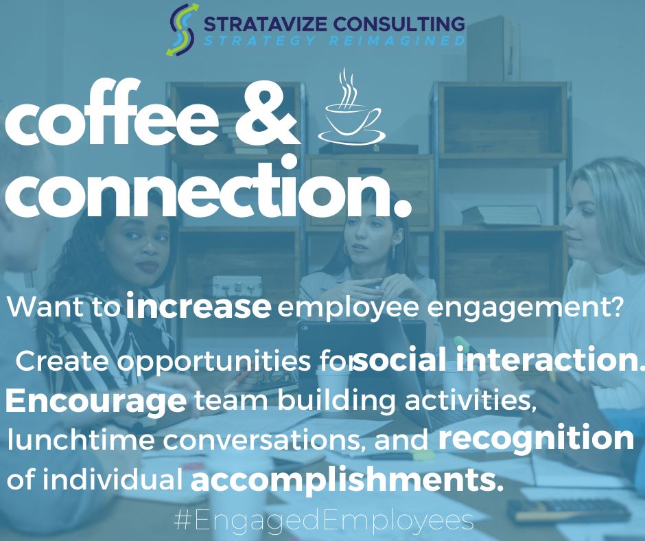 Happy Coffee and Connection Friday!☕ #EmployeeEngagement #Stratavize #TeamBuildingTips #EngagedEmployees #Leadership #CultureAwareness