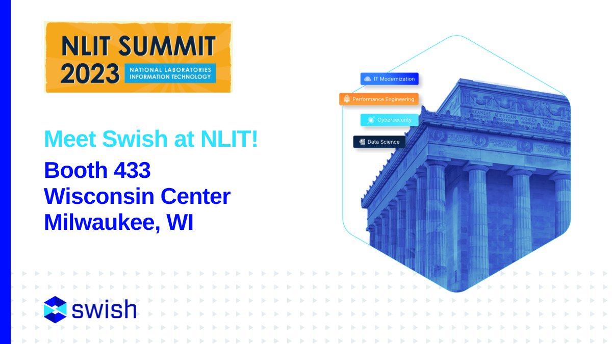 Next week Swish will be at #NLIT

Make sure to stop by booth 433 to learn more about Swish's outcomes-driven engineering and technology solutions!

fbcinc.com/e/nlit/default…
