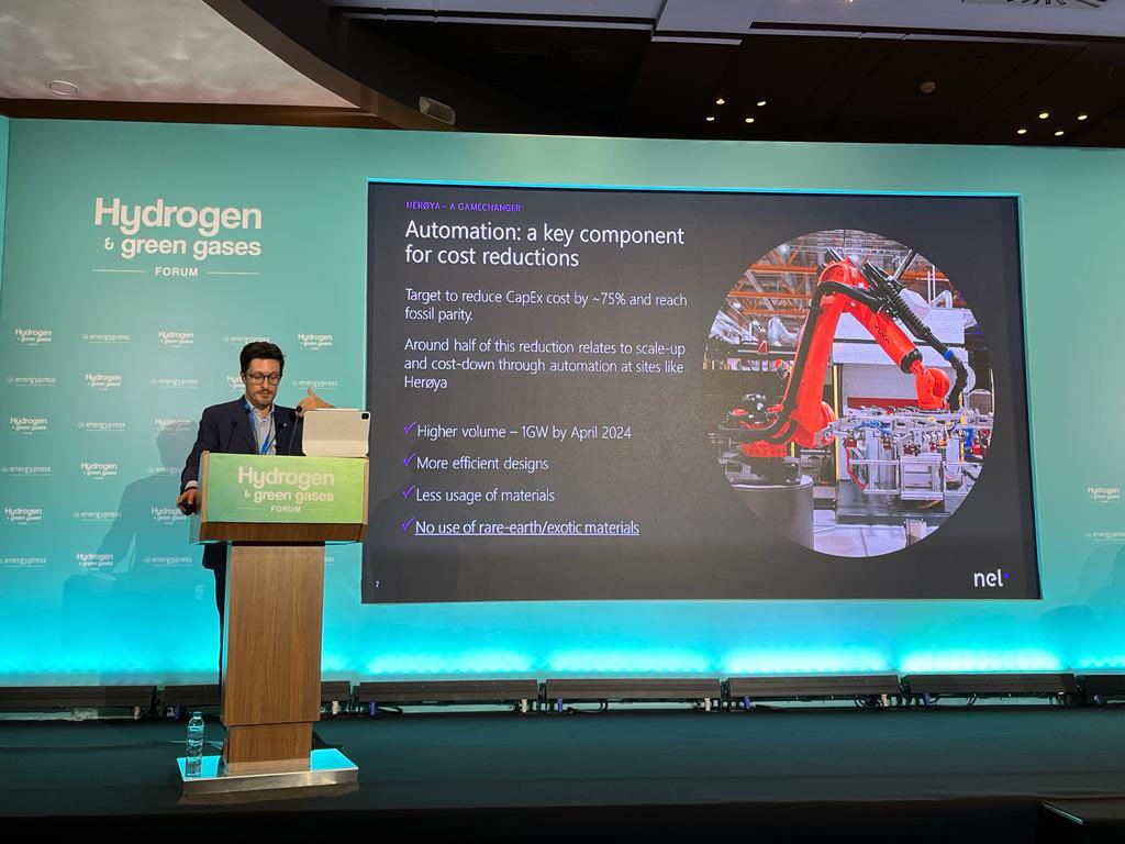 nelhydrogen's tweet photo. Interest in renewable hydrogen as a solution to decarbonise hard to abate sectors is growing across Europe! 
Our Head of EU Affairs @clevo275 was in Greece today talking about EU regulatory &amp; funding frameworks, how industry is reacting and what to expect moving forward 🟣⚪️ https://t.co/7qMy8DuMrw