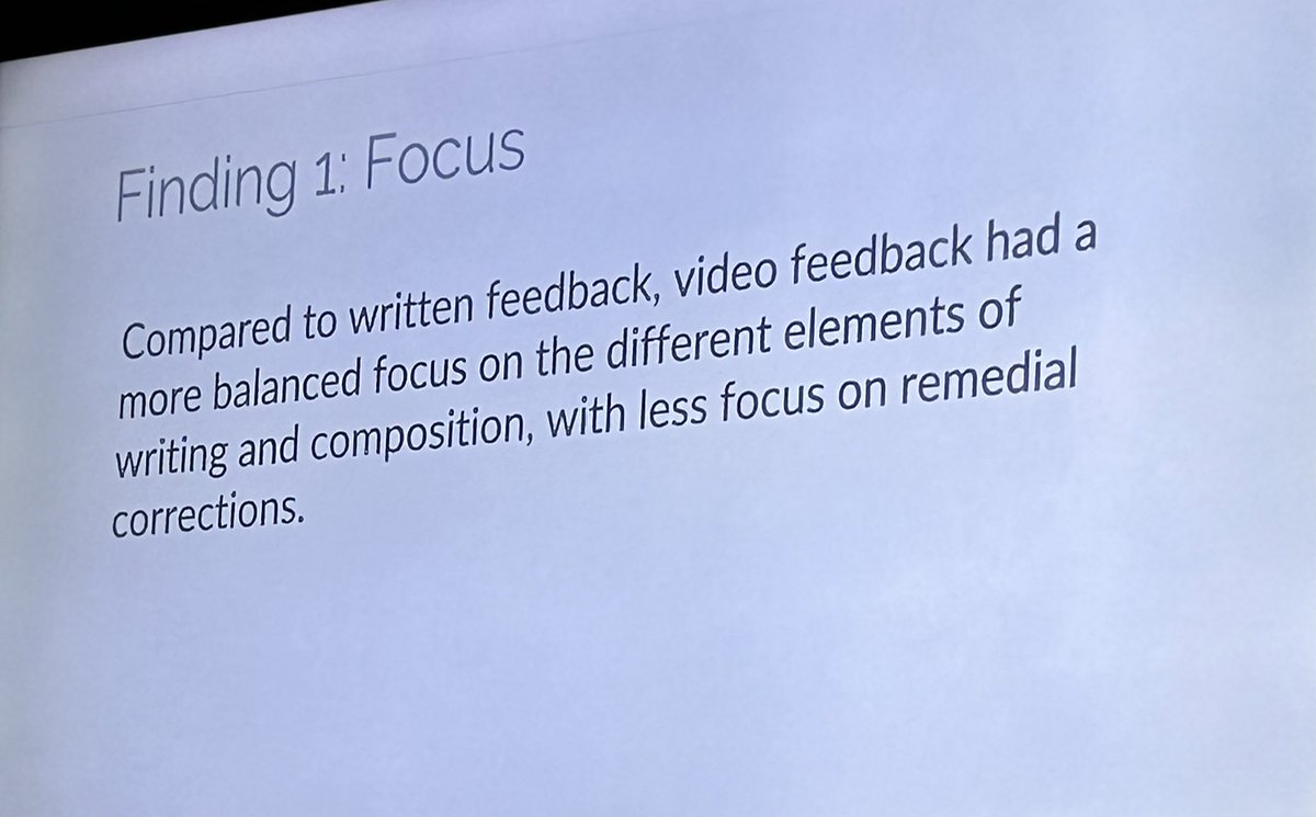 Interesting findings comparing impact of video feedback compared with written feedback. 
Dr Michelle Cavaleri
#AssessmentConf23