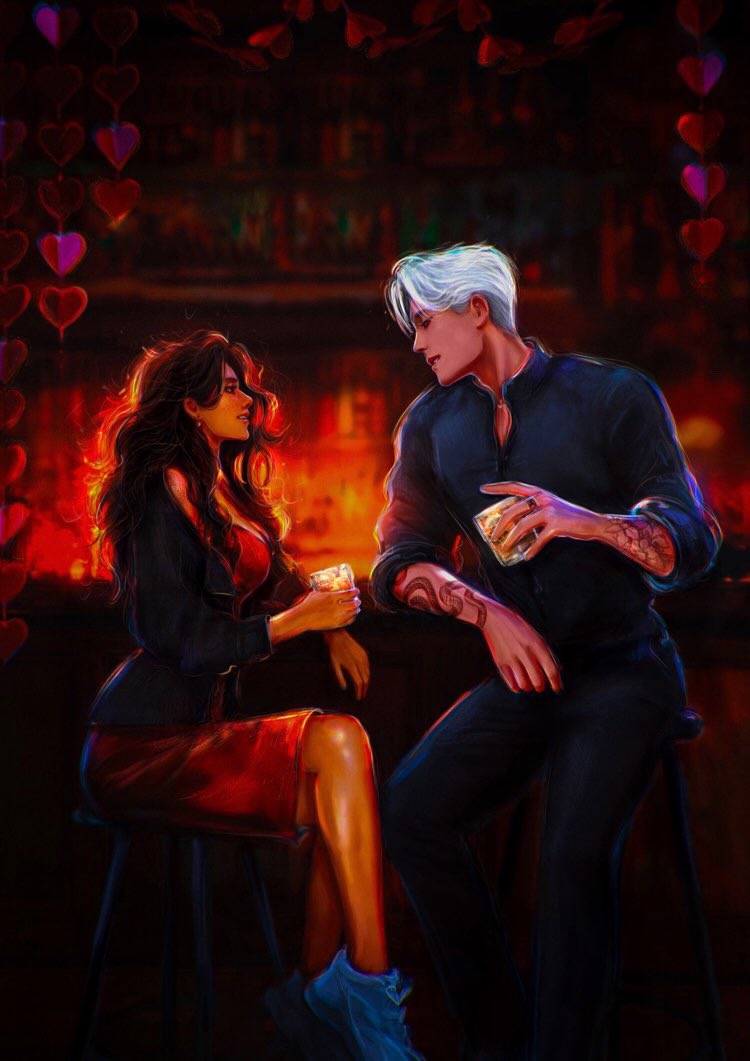 Literally drooling over this art for my series Casual Dalliances or So They Say. @Incendiosketch captured this scene from Part 1, Not a Valentine’s Date Night Perfectly 🫠