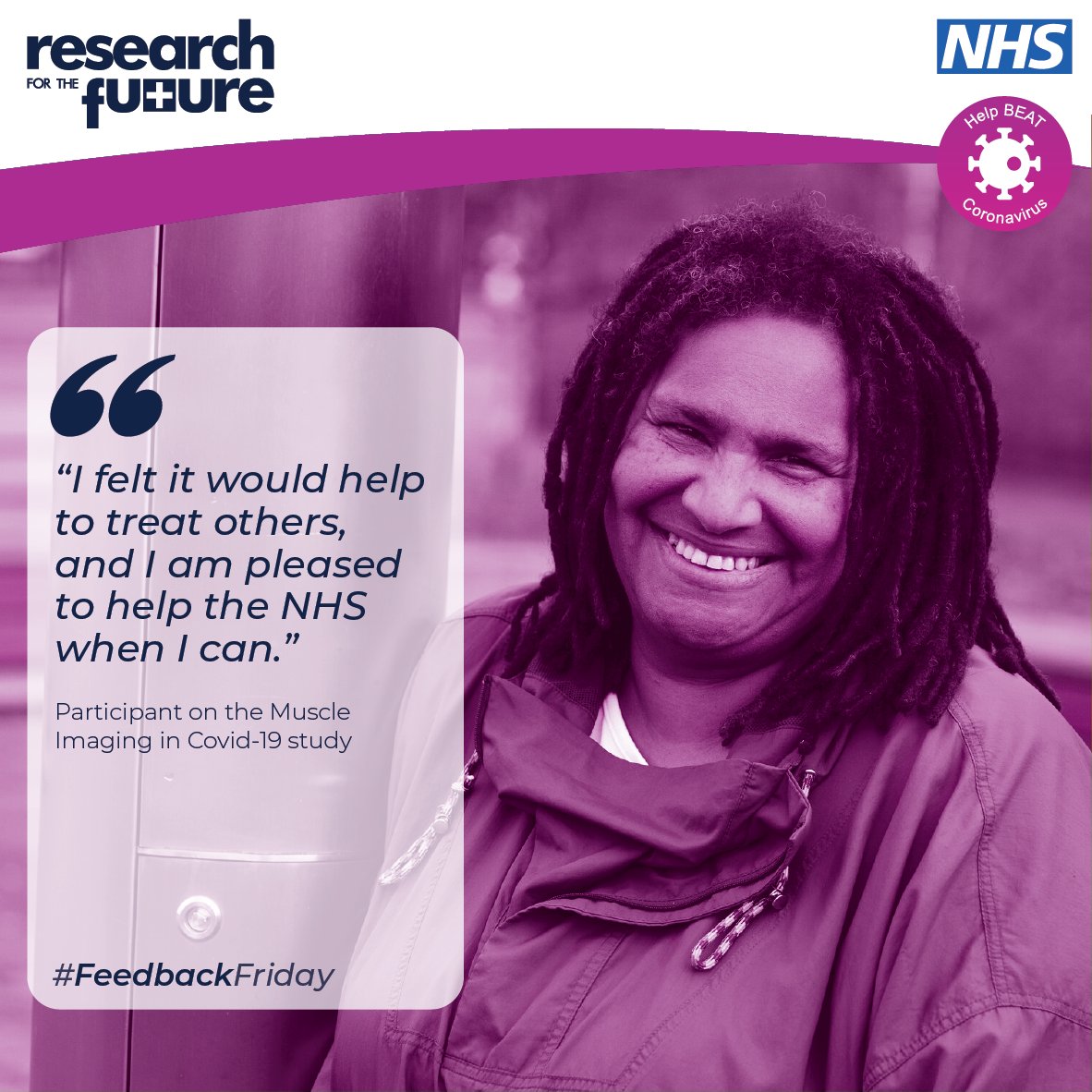 Research_Future's tweet image. “I felt it would help to treat others and I am pleased to help the NHS when I can.”

Participant on the Muscle Imaging in COVID-19 (MUSIC) study
#FeedbackFriday #ResearchForTheFuture
