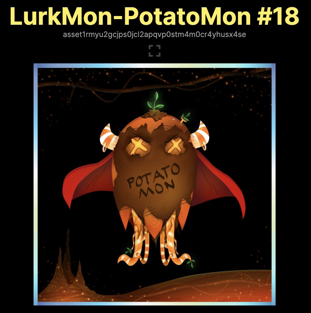 TallNupinks's tweet photo. Big “thank you” to the @AdaMonsterz team for the Silver Token giveaway. I sent it in and received back a Potato Mon from the @LurkersCNFT collab 🥳❤️‍🔥🙏 #CNFT https://t.co/C3UUC2r52B