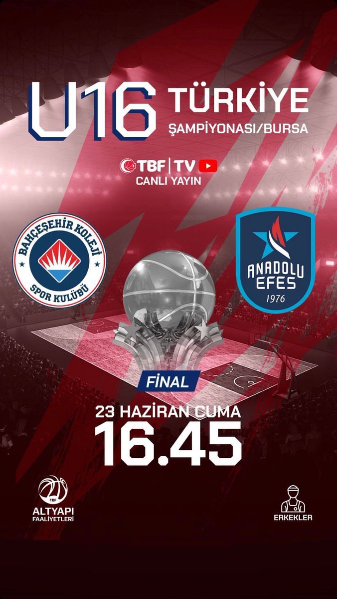 U16 Türkiye Şampiyonası Final mücadelesinde @BKBasketbol ile karşılaşıyoruz! 👊

Canlı yayın için 👉 youtube.com/watch?v=3T0_SP…

#HouseOfBlue 
#BenimYerimBurası