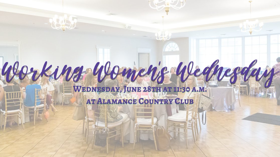 WRCalamance's tweet photo. LAST CALL to register for Working Women's Wednesday with guest speaker Suzanne Shoffner on "Fearless Aging with Hope and Joy". 

Click this link to register by this afternoon! https://t.co/vr25aFWe3p
#WorkingWomensWednesday #networking #event #aging #wrcac https://t.co/RUU02uB9lN