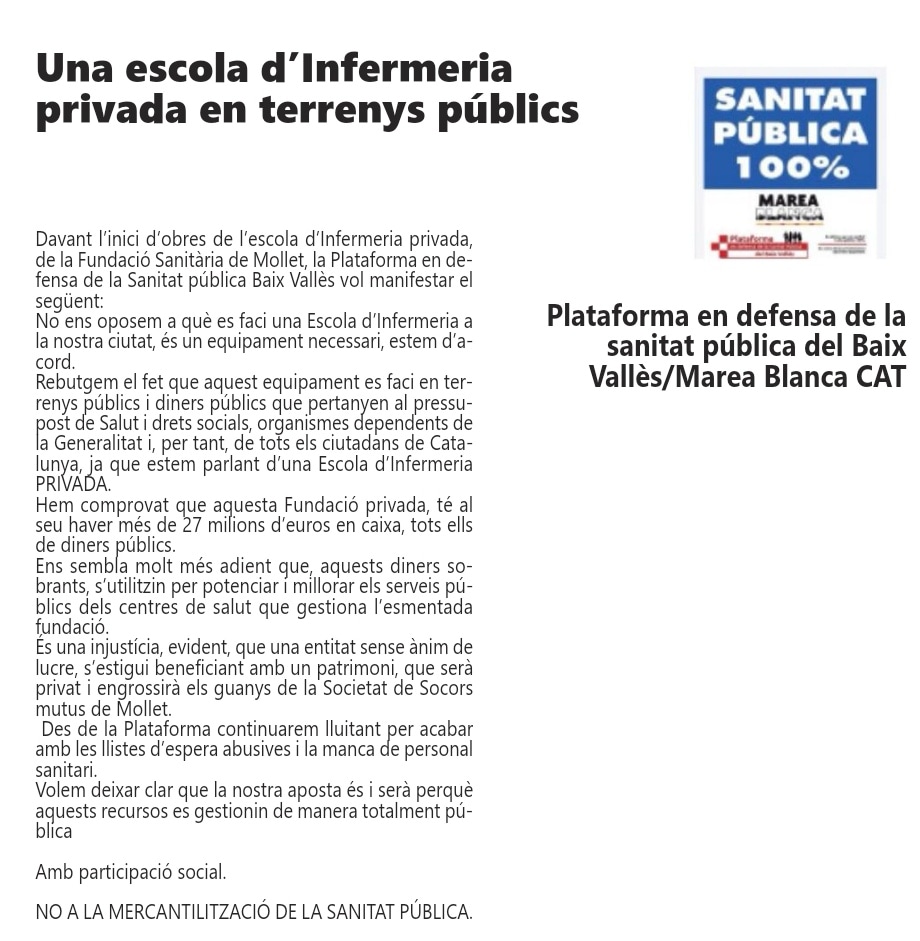 Plataforma Sanitat PúblicaBV / MB CAT tweet media