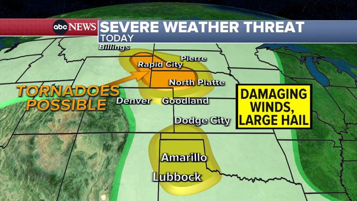 FRIDAY TORNADO/WIND threat: We have had about 300 severe storm reports in the past 3 days… today it’s time for the high plains to get tornadoes. Please have two ways to get warnings and tag friends who need this heads-up. #tornado #warn @Wx_Max @SamWnek