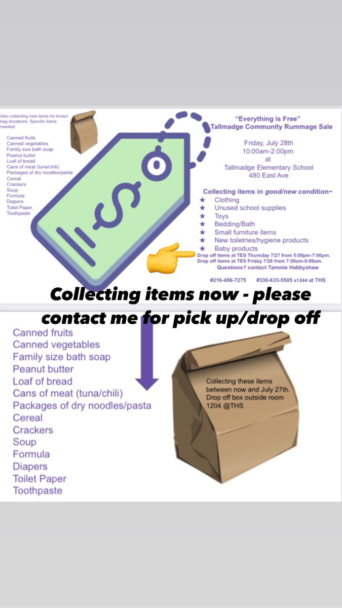 Tammie Daviso Habbyshaw (@tammiehabby) on Twitter photo Please let me know if you need me to pick up items now. Or drop off at times 👉 & location listed below. “Everything is Free” is for the Tallmadge community.
Friday July 28th 10:00am-2:00pm Tallmadge Elementary School. <a href="/tcstweets1/">Tallmadge City Schools</a> Please let me know if you need me to pick up items now. Or drop off at times 👉 & location listed below. “Everything is Free” is for the Tallmadge community.
Friday July 28th 10:00am-2:00pm Tallmadge Elementary School. <a href="/tcstweets1/">Tallmadge City Schools</a>