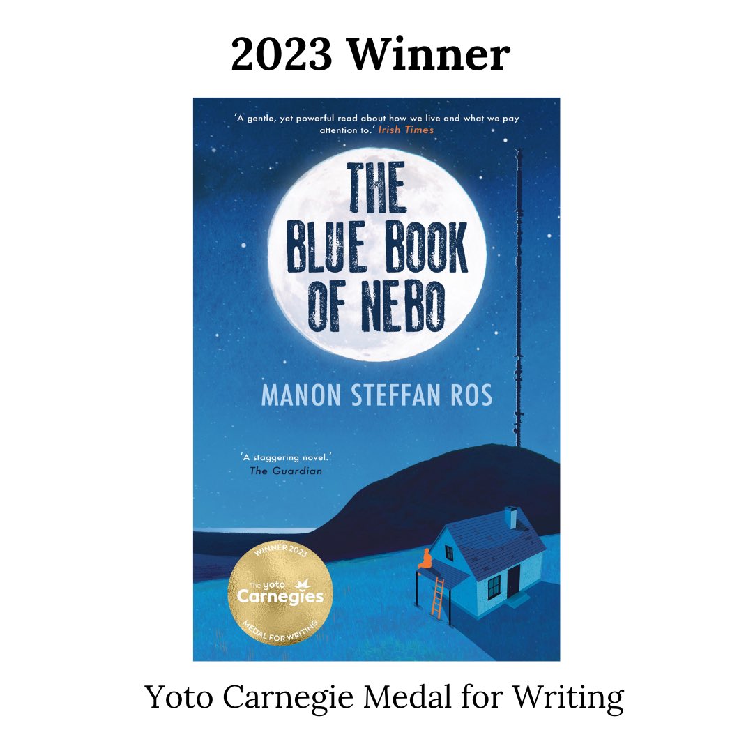 Congratulations to the Winner of the 2023 @carnegiemedals for Writing, Manon Stefan Ros, for ‘The Blue Book of Nebo’! Our students loved this book :) #carnegiemedal #carnegiemedalwinner #manonsteffanros #thebluebookofnebo