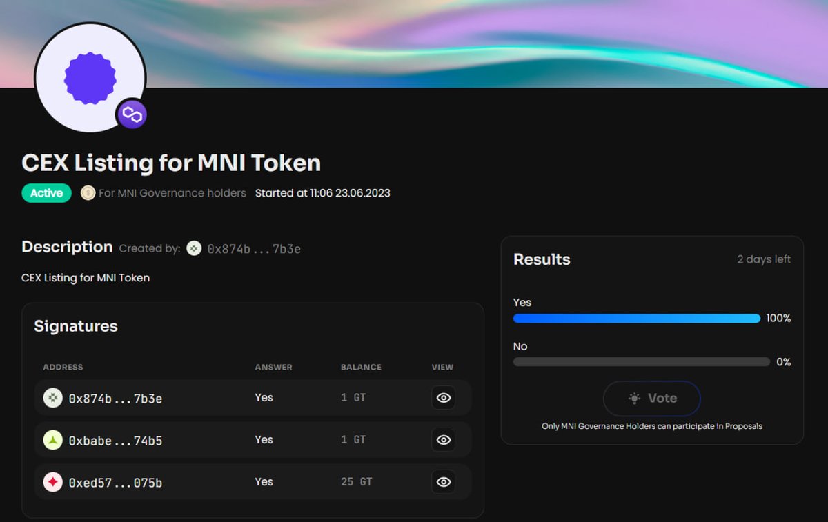 MNICorp's tweet photo. 🗳️ Exciting news! The latest vote on XDAO is now live. We need your support to list the MNI Token on a leading cryptocurrency exchange. Your vote matters, so head over to XDAO and cast your vote today! Let's take the MNI Token to new heights. #MNICorp https://t.co/mDAlHsqVMk https://t.co/cwKgcvloLM