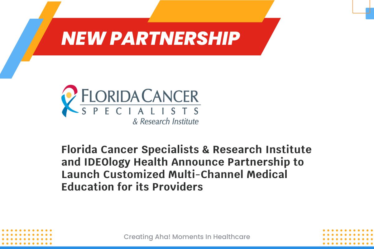 IDEOlogyHealth's tweet photo. It's a great honor to partner with Florida Cancer Specialists! We look forward to building customized multi-channel education for their providers. https://t.co/npBXJrslyx https://t.co/l4v3iluGIM
