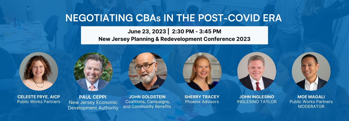 Today's the day! Join us at the NJ Planning & Redevelopment Conference for a panel on 'Negotiating CBA's in the Post-COVID Era.' Gain valuable insights from industry leaders on establishing effective CBA's and fostering lasting positive change. pheedloop.com/njprc23/site/h…
