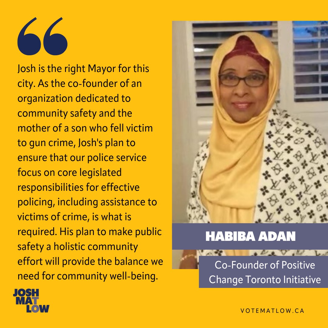 JoshMatlow's tweet photo. Positive Change Toronto Initiative works to end youth violence within the Somali Canadian community through education, advocacy, and research. I’m very proud and grateful to have Habiba Adan’s support! https://t.co/VnmWqxMzwp