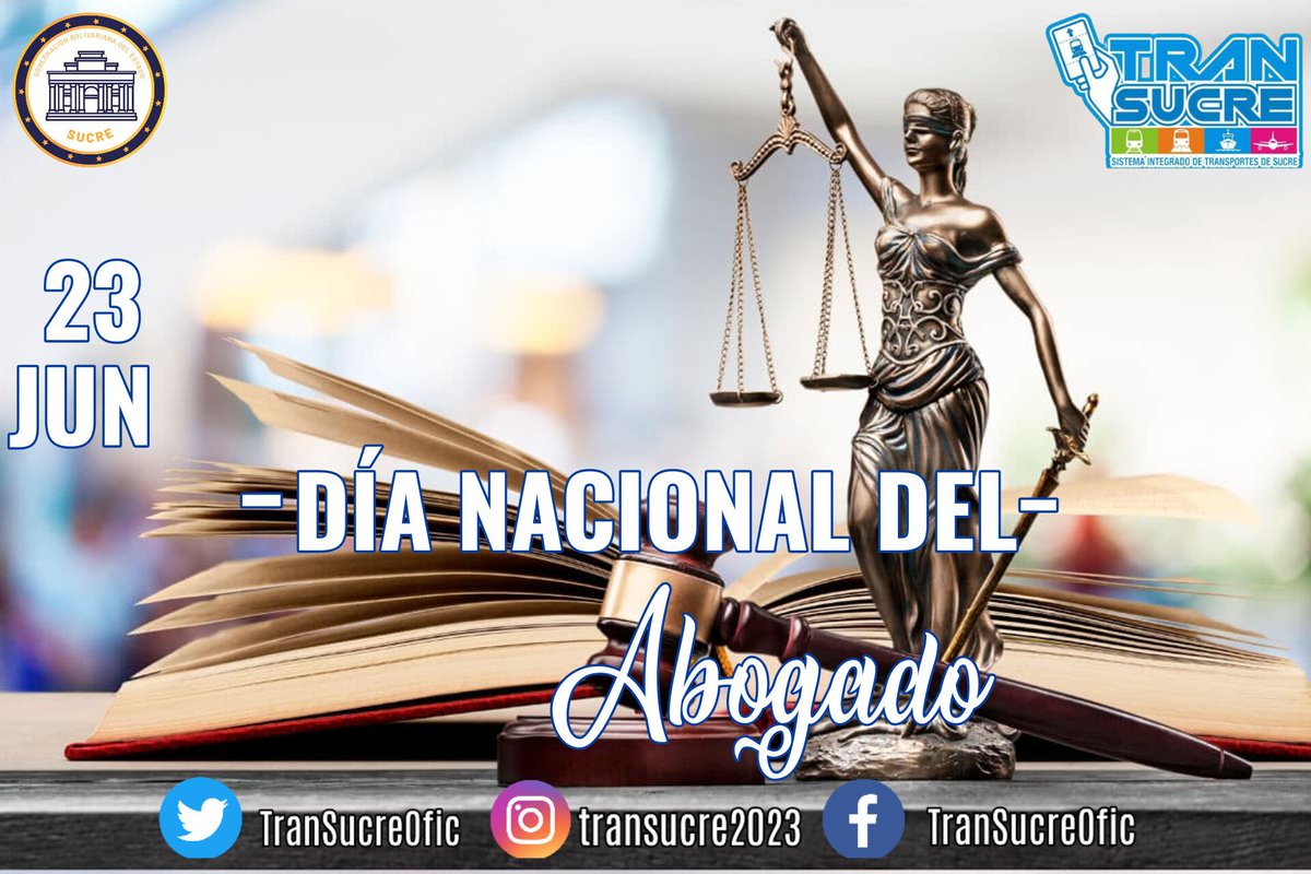 #TalDíaComoHoy | #23Jun ¡Día Nacional del Abogado! Quienes con firmeza, honestidad y profesionalismo, luchan por la justicia y la paz.
•
<a href="/NicolasMaduro/">Nicolás Maduro</a>
@TransporteGobVe
@GPintoVzla

#PorLaVidaYLaPaz