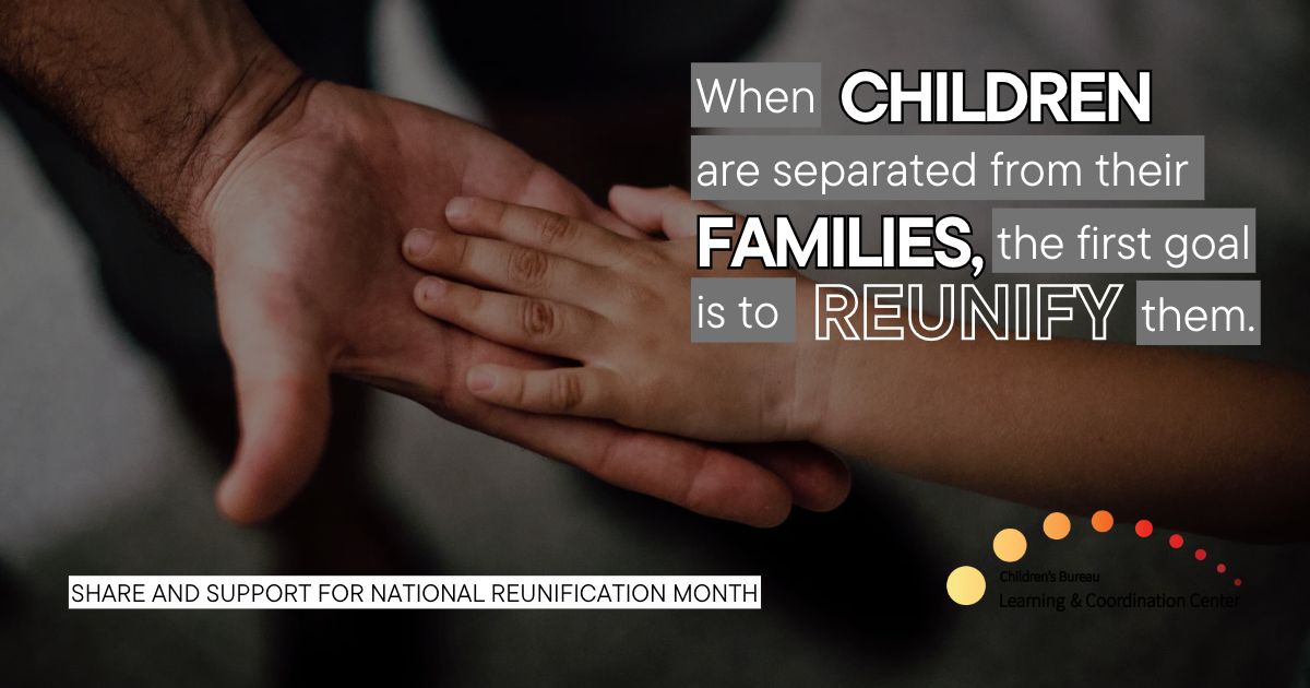 CBLCC_ACF's tweet photo. When children are separated from their families, the first goal is to #reunify them when it is safe enough to do so. Child welfare agencies implement many strategies that build on family strengths and address safety concerns. Learn more here:
https://t.co/48SmIFHwmz https://t.co/mO3b6FkU39