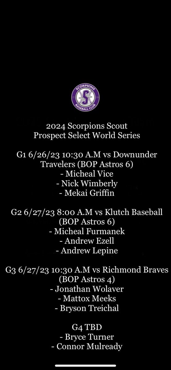 <a href="/OrlandoScorps/">Scorpions Baseball</a> <a href="/PSBaseballinc/">Prospect Select</a>