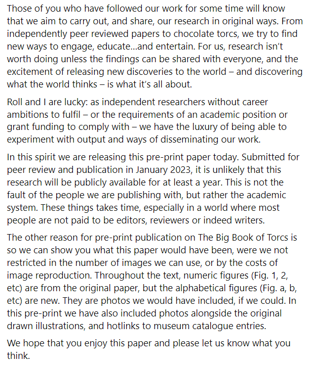 Tess_Machling's tweet image. Here it is folks. The pre-print of:

&quot;Beyond Snettisham: a reassessment of gold alloy torcs from Iron Age Britain and Ireland.&quot;

Explanation at the beginning of the paper, and below. 

It&apos;s good to torc! ❤️

#Archaeology #Torcs #Gold 
 bigbookoftorcs.com/2023/06/23/bey…