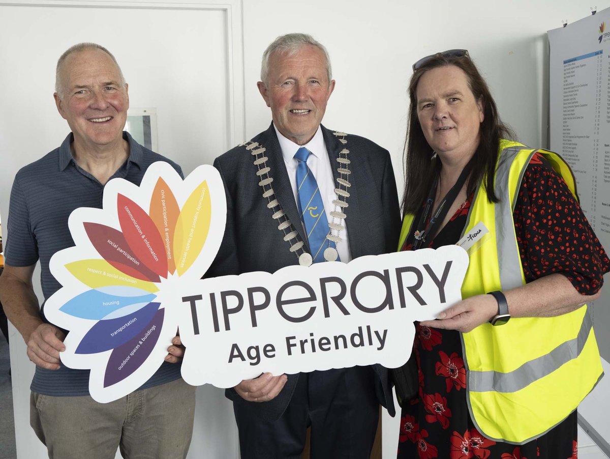 Cathaoirleach Roger Kennedy @TipperaryCoCo and Chairperson of Tipperary LCDC @tipperarylcdc with Fiona Crotty, Age Friendly Programme Manager Tipperary County Council at the Annual Age Friendly EXPO 22nd June #YourCouncilDay @AgeFriendlyIrl