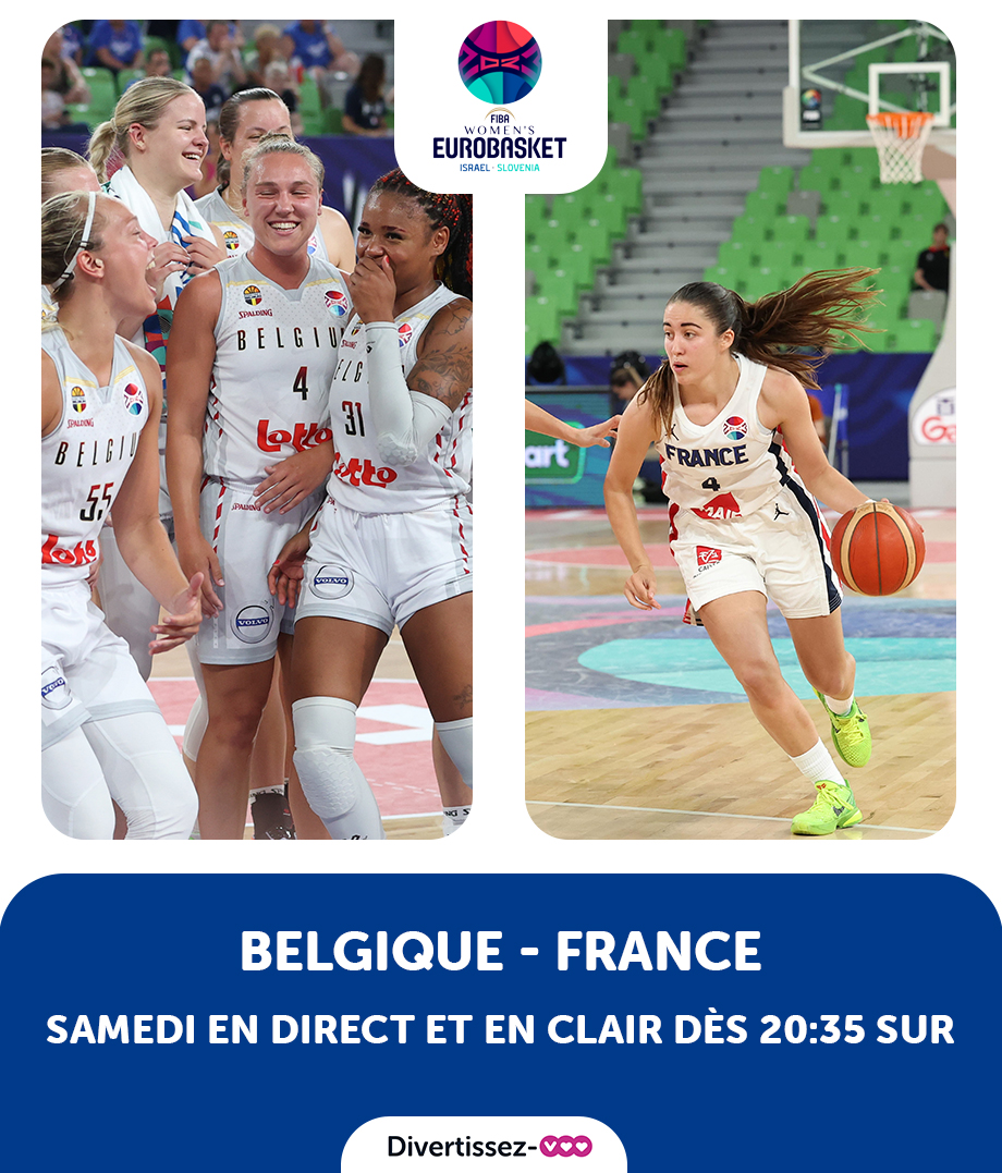 #EUROBASKET 🏀 | Duel au sommet pour nos @TheBelgianCats 🇧🇪 face à la France 🇫🇷 en demi-finale 💪 

Rendez-vous à ne manquer sous aucun prétexte, samedi dès 20:35 en direct et EN CLAIR sur #DivertissezVOO 📺

#EuroBasketWomen #BasketBelgium #BelgianCats
