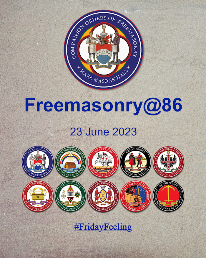 MarkMasonsHall's tweet photo. It's time to get that #FridayFeeling with this week's Freemasonry@86 News update, containing the latest news from across the Companion Orders.
You can it find here: https://t.co/N57cUABpRF 
Or on our website: https://t.co/bKzNVHgrrg 
Enjoy your weekend. 
#Freemasons #Freemasonry https://t.co/6VrprTQG4O