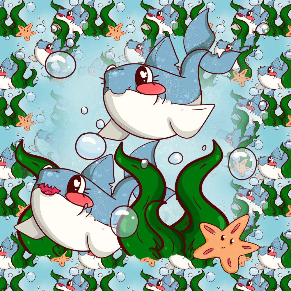 forgottenfkr's tweet image. I also totally forgot to post the patterns we doodled on stream.

I accidentally exported the shark pattern wrong but I like it! 

#seemlesspattern #art #vtuber