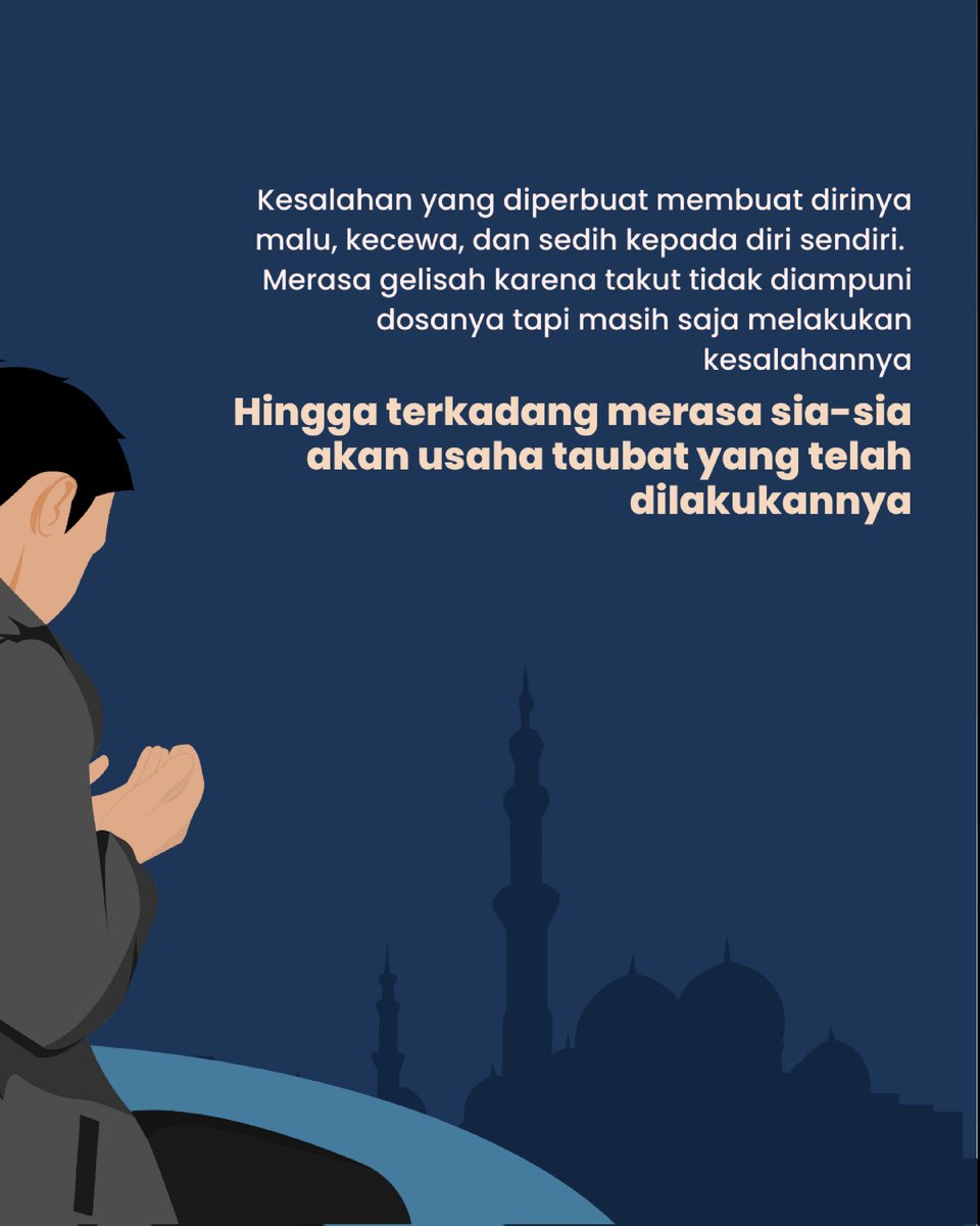 ldksyahid's tweet photo. 🍃 AKU BAKAL DIAMPUNI ALLAH GAK YAA? 🍃
Pernah gak sih overthinking dengan segala dosa yang telah kita lakukan akankah diampuni oleh-Nya? Sungguh, Allah maha pengampun atas itu semua saudaraku
#Overthinkin #YukMentoring #LDKSyahid #FSLDKBanten #UINJakarta https://t.co/PY5am8b6jM