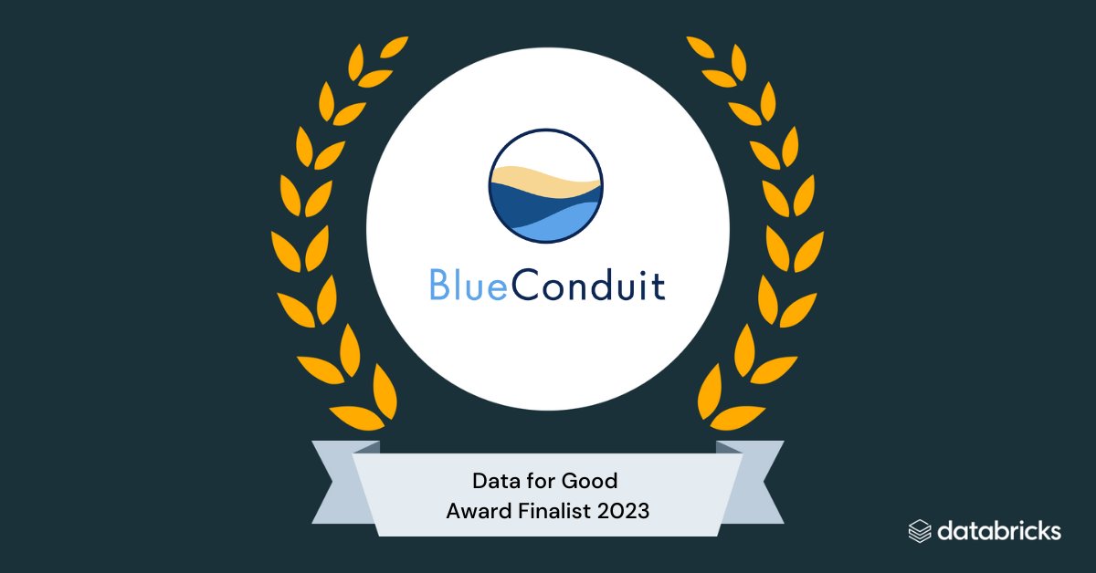 BlueConduitAI's tweet photo. BlueConduit is a finalist for Databricks' #DataTeamAwards! ๐ The Data for Good Award salutes teams making a positive impact to help solve global challenges. Learn more: https://t.co/avKOGLnDLa https://t.co/VKyDTG0KR0