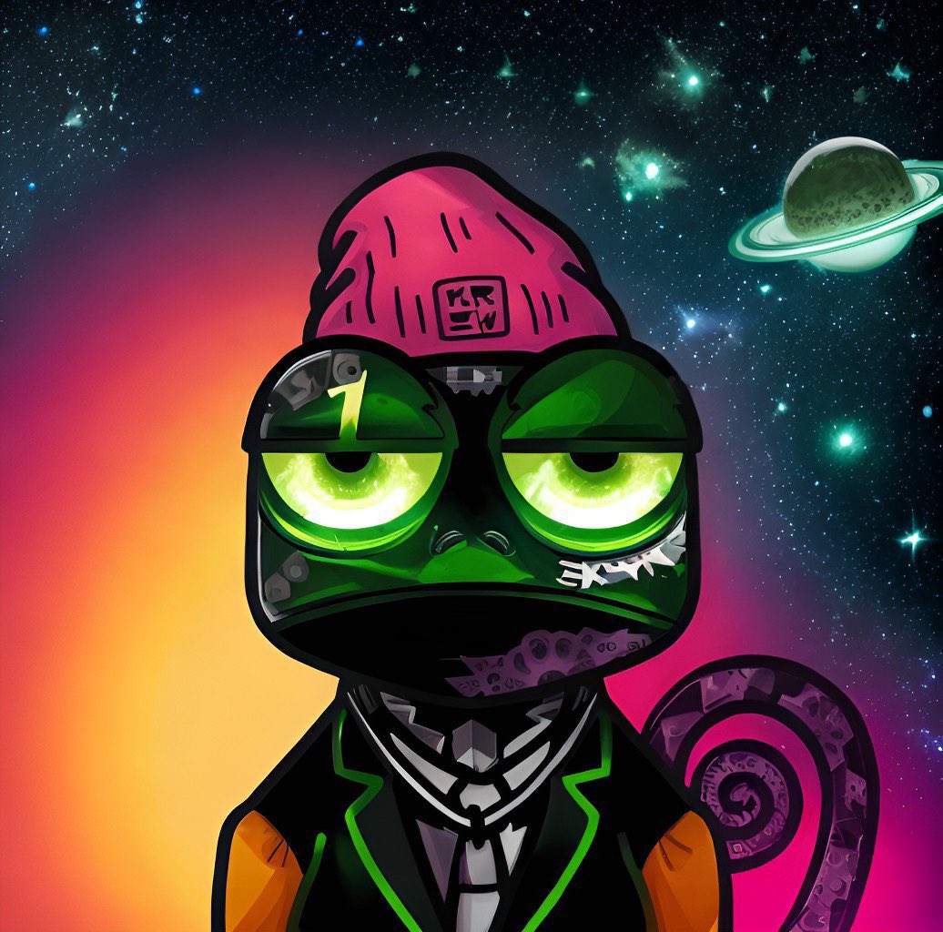 RLindNFT's tweet photo. Gm and happy #flyday to all in @TheKrewXYZ 🪰 Another edit from @DJBULL_CO puts this 🦎 in trippy outer space #flysohigh https://t.co/M4zuDdCwIz