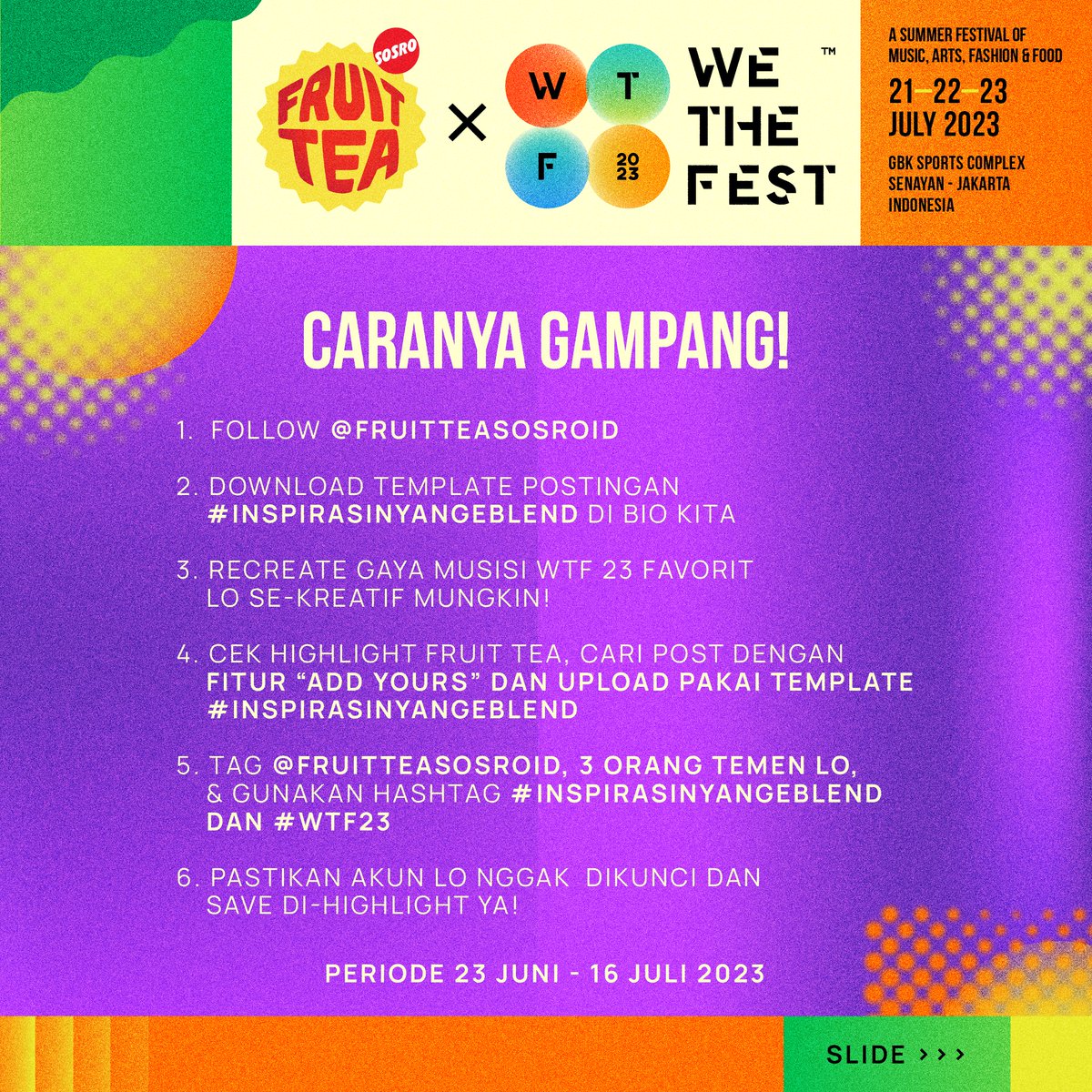 fruitteasosroID's tweet photo. YANG MAU TIKET WE THE FEST GRATIS AYO KUMPUL!

Buruan cek instagram kita sekarang ya!

#Fruitteasosro #WTF23 #InspirasinyaNgeblend https://t.co/EtGqVuaFVV