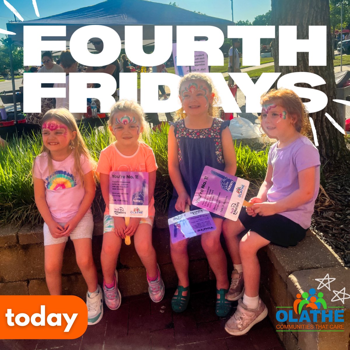 We're back at Fourth Fridays! Stop by our booth for face painting, CTC swag and info about all we are up to. See you tonight at 6 pm in Downtown Olathe☀🎶